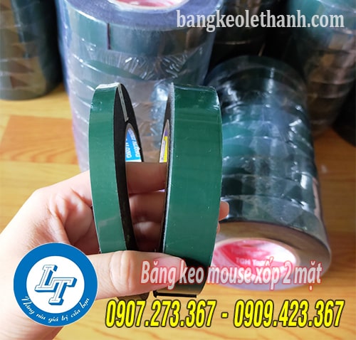 Băng keo mouse xốp 2 mặt xanh đen