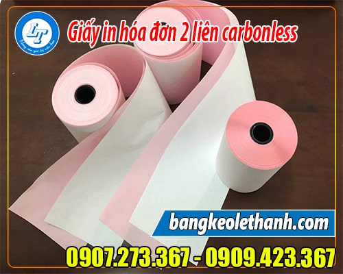 Giấy in hóa đơn 2 liên carbonless dạng cuộn