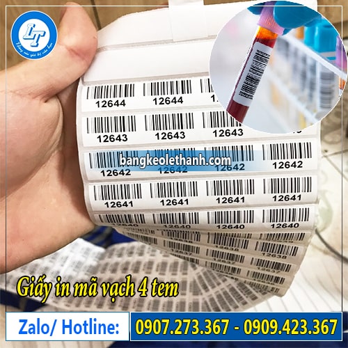 Giấy in mã vạch 4 tem