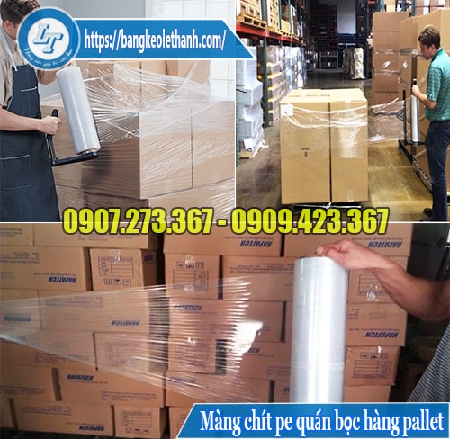 Màng chít pe quấn bọc hàng pallet bằng tay