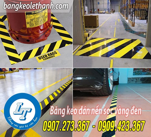 Ứng dụng của băng keo dán nền sọc vàng đen