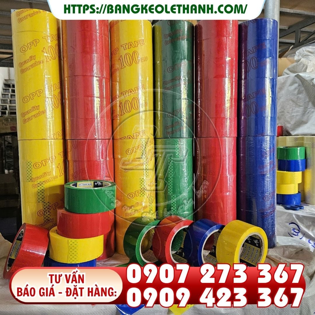 Băng keo màu dán thùng