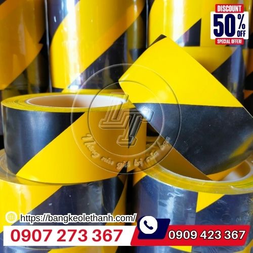 Băng keo dán sàn sọc vàng đen