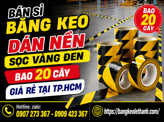 Bán sỉ băng keo dán nền sọc vàng đen bao 20 cây giá rẻ tại TP.HCM