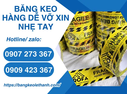 Bán sỉ lẻ băng keo hàng dễ vỡ xin nhẹ tay màu vàng giá tốt