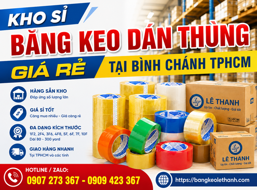 Kho sỉ băng keo dán thùng giá rẻ tại Bình Chánh TPHCM