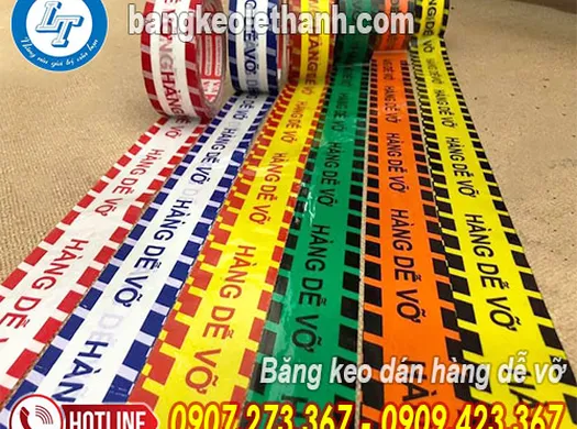 BÁN LẺ BĂNG KEO DÁN HÀNG DỄ VỠ NHIỀU MÀU BẢNG 4F8*100YARD