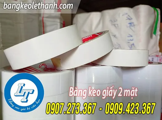 BĂNG KEO GIẤY 2 MẶT MÀU TRẮNG DÙNG TRONG NGÀNH GIÀY DÉP