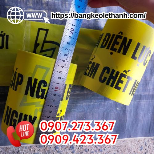 Băng keo điện lực cảnh báo khổ rộng 15cm Băng keo điện lực cảnh báo khổ rộng 15cm