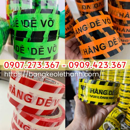Băng keo in logo, chữ hàng dễ vỡ đủ màu Băng keo in logo, chữ hàng dễ vỡ đủ màu