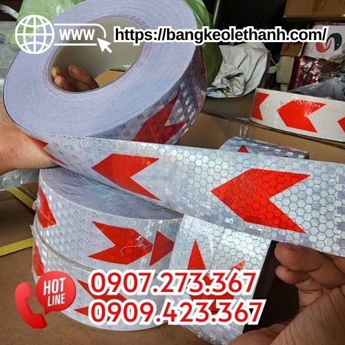 Băng keo phản quang trắng đỏ Băng keo phản quang trắng đỏ