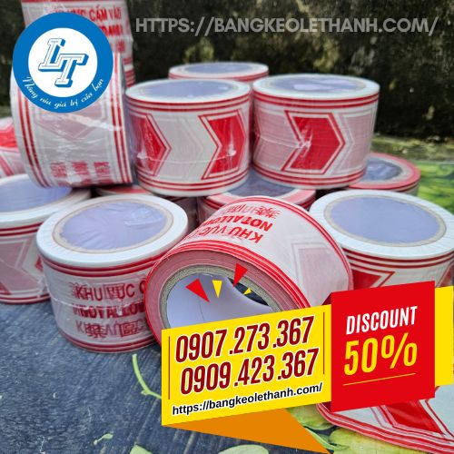 Dây cảnh báo công trình bán rộng 8cm Dây cảnh báo công trình bán rộng 8cm