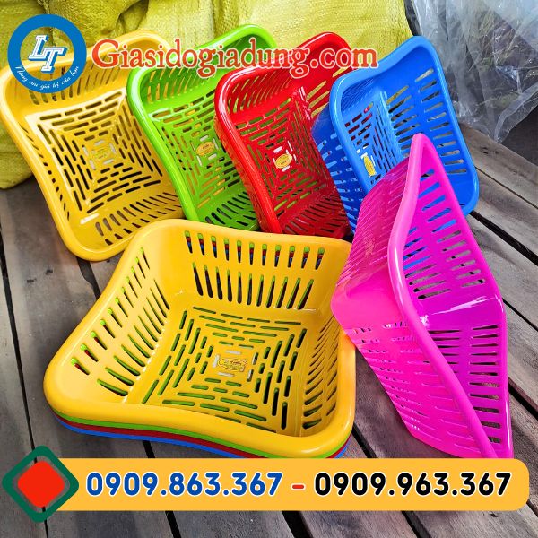 bán rổ nhựa vuông giá rẻ nhiều màu đủ kích cỡ
