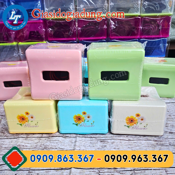 báo giá sỉ rẻ hộp đựng khăn giấy vuông lò xo theo thùng 24 hộp