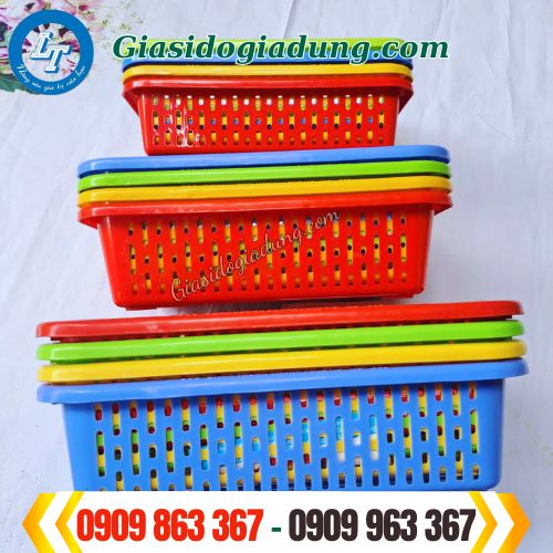 báo giá sỉ rẻ rổ nhụa chữ nhật đủ kích thước màu sắc