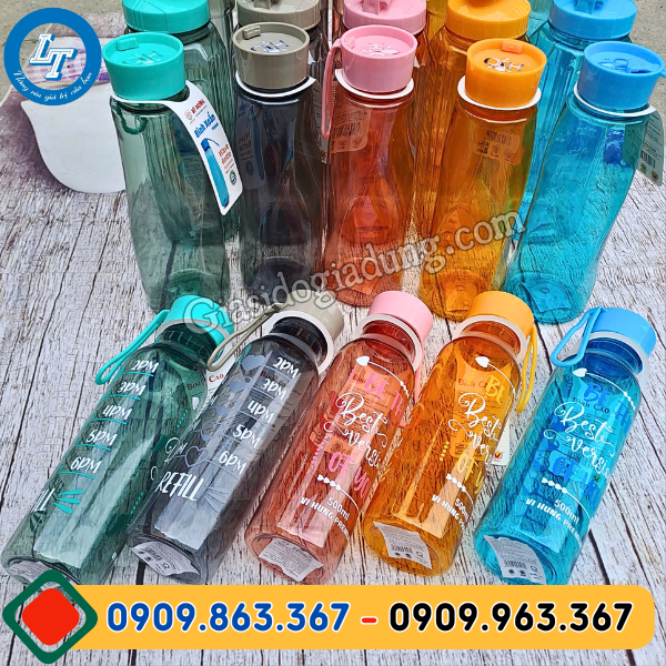 bình đựng nước có chia vạch đo giá rẻ đủ màu