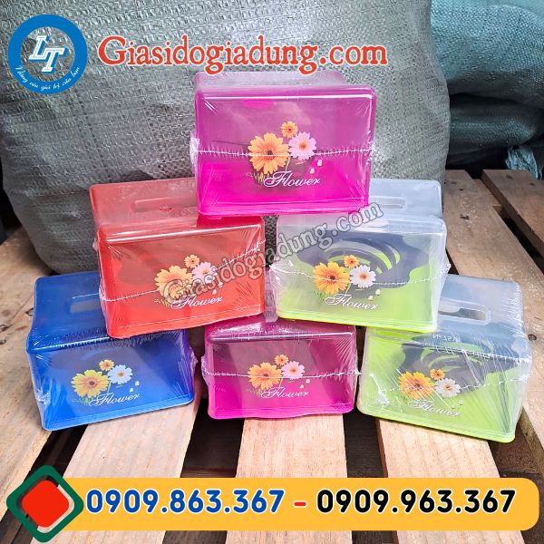 bỏ sỉ hộp đựng khăn giấy vuông trong suốt giá rẻ nhiều màu sắc