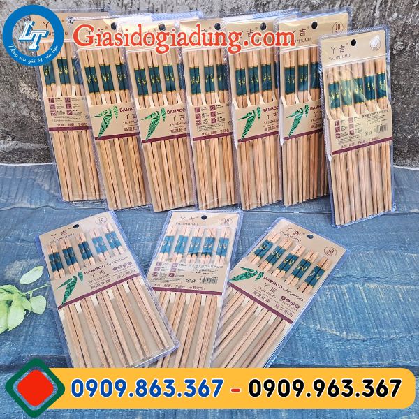 đũa gỗ tự nhiên giá sỉ vỉ 10 đôi tại hcm