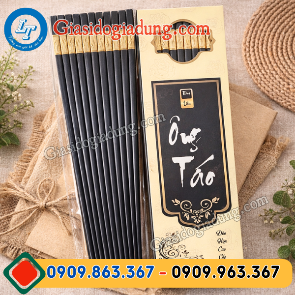 đũa nhựa đen viền vàng cao cấp giá sỉ rẻ cho đại lý shop
