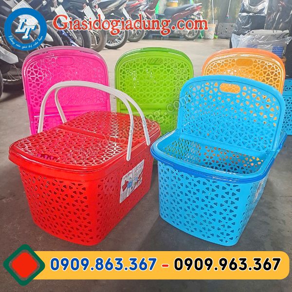 giỏ nhựa 2 qua có nắp đậy giá rẻ đủ kích cỡ tại xưởng miền nam