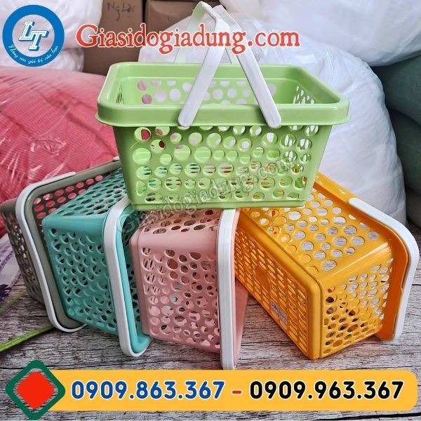giỏ nhựa 2 quai nhỏ không nắp giá sỉ rẻ đủ màu đẹp