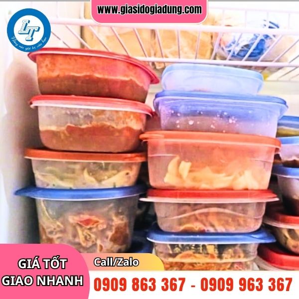 hộp nhựa chữ nhật có nắp đựng thực phẩm trong tủ lạnh giá rẻ