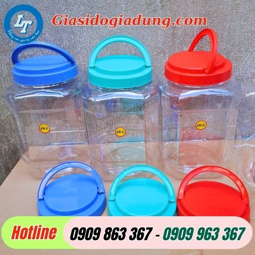 hũ nhựa vuông có quai xách giá sỉ rẻ nhất tphcm