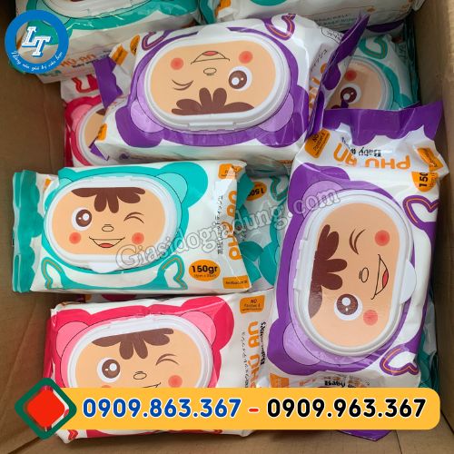 khăn giấy ướt gấu 120 tờ giá sỉ đủ màu