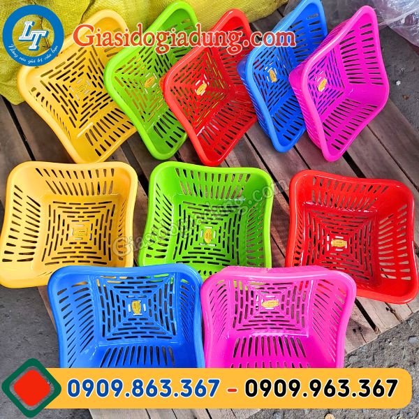 kho sỉ rổ nhựa vuông kiểu giá rẻ nhiều màu đẹp