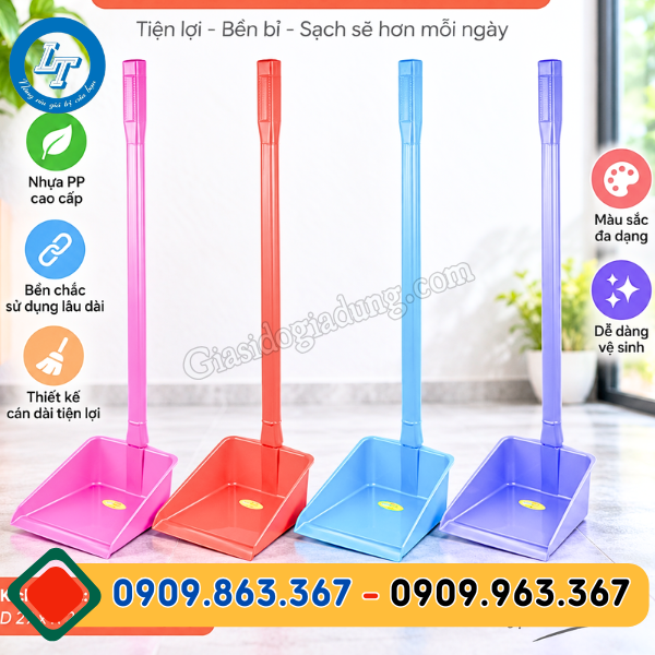 ky hốt rác nhựa cán dài vuông giá xưởng sỉ siêu rẻ