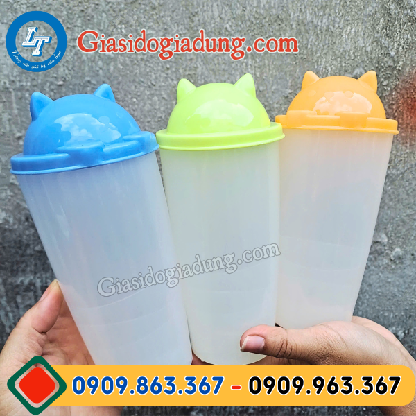 ly nhựa cứng có nắp hình gấu dễ thương giá sỉ rẻ đủ màu