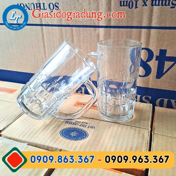 ly thủy tinh uống bia có quai hộp 6 cái giá rẻ tận xưởng
