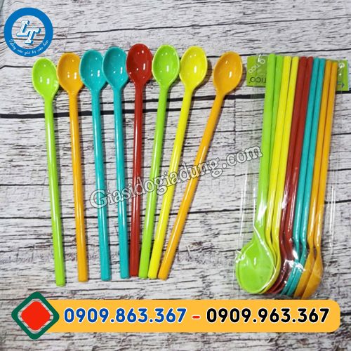 mối sỉ giá rẻ muỗng nhựa cứng dài uống sinh tốt nhiều màu đẹp