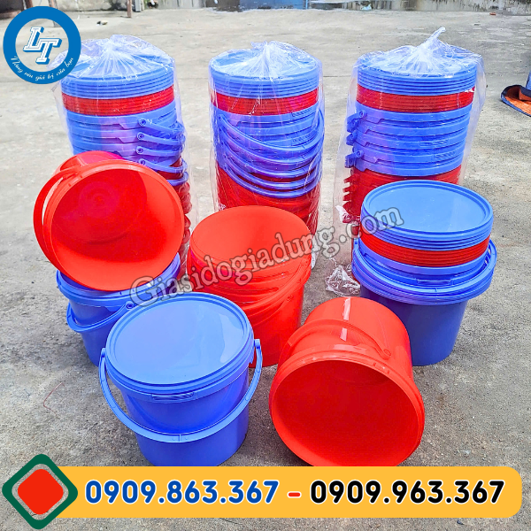 mua sỉ số lượng lớn xô nhựa 5 lít có nắp đủ màu giá sỉ tốt nhất thị trường