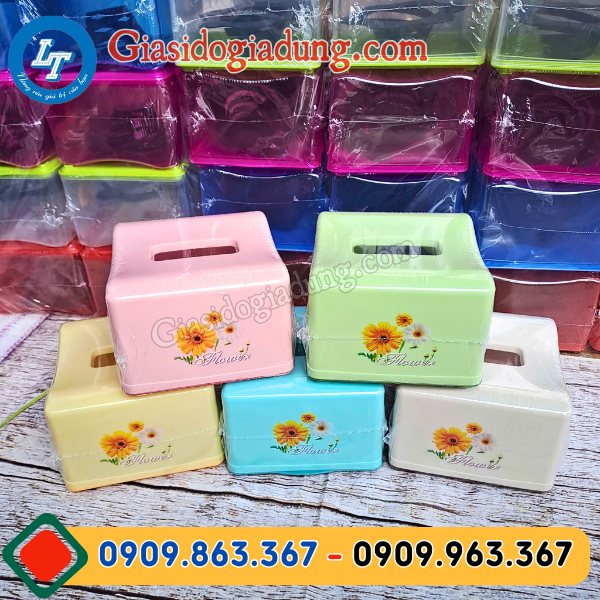 sỉ hộp đựng khăn giấy vuông lò xo màu đục giá rẻ nhiều màu