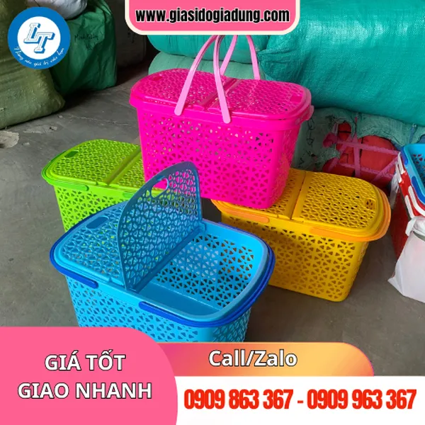 GIỎ NHỰA ĐỰNG ĐỒ CÓ NẮP