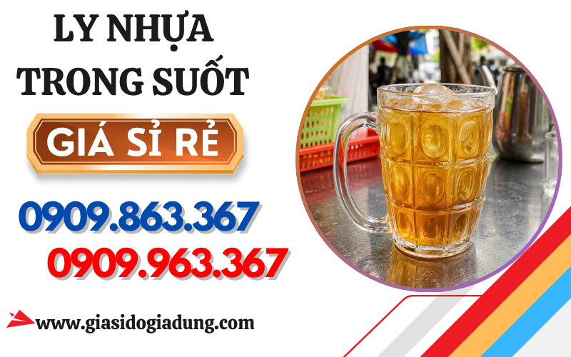 LY NHỰA CÓ QUAI GIÁ SỈ HCM - MẪU TRONG SUỐT 450ML