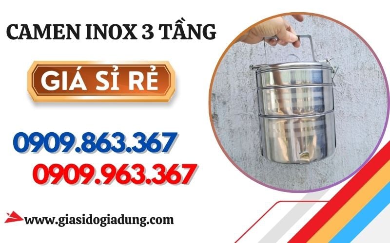 CÀ MEN ĐỰNG CƠM INOX 3 TẦNG GIÁ SỈ – NHỎ GỌN, DỄ MANG THEO