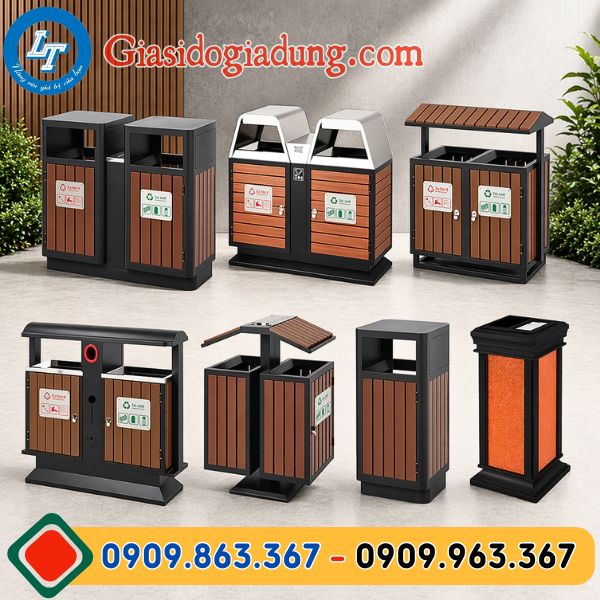 thùng đựng rác giả gỗ đẹp giá sỉ hcm