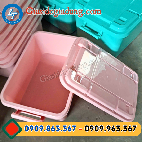 thùng nhựa chữ nhật đa năng có bánh xe kèm nắp đậy giá sỉ từ 50 thùng