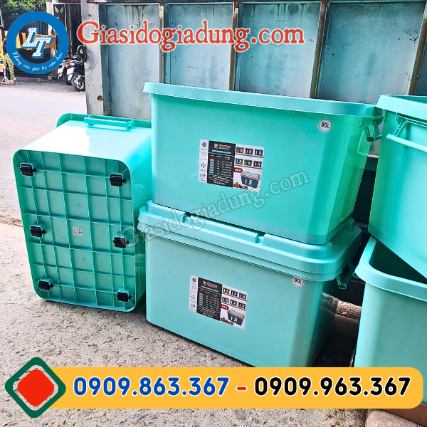 thùng nhựa chữ nhật đa năng có bánh xe nhiều màu giá sỉ hcm