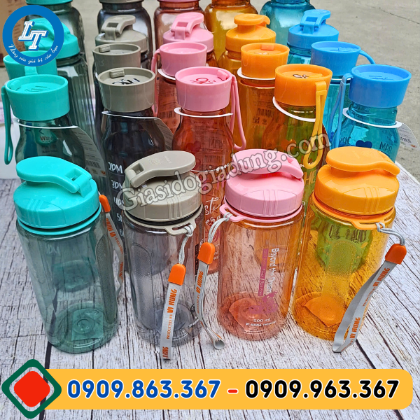 tổng kho sỉ bình đựng nước nhựa giá rẻ đủ màu