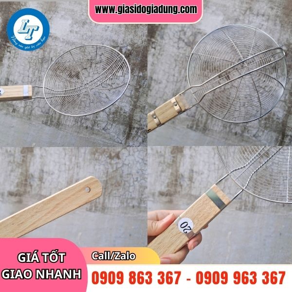 vợt chiên inox cán gỗ giá sỉ hàng chất lượng