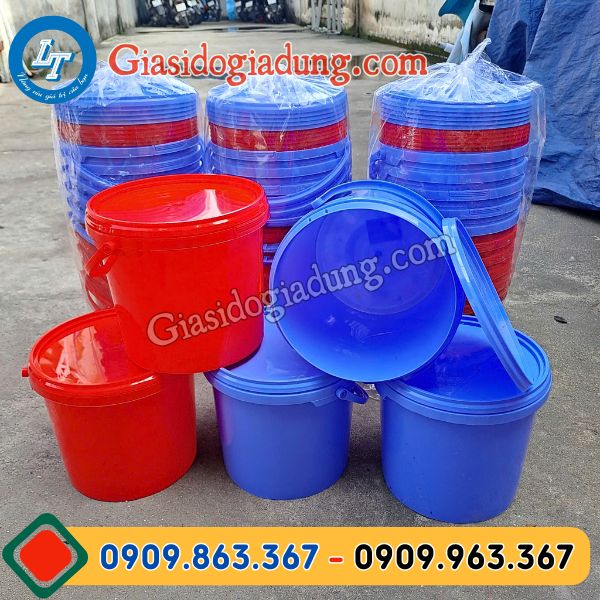 xô nhựa 5 lít có nắp đựng thực phẩm an toàn giá sỉ cực rẻ