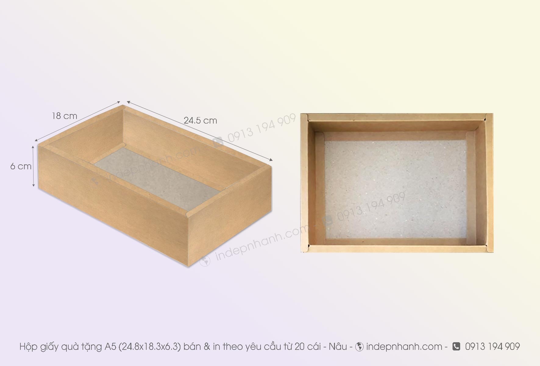 HỘP GIẤY KÉO A5 CỬA SỔ NÂU