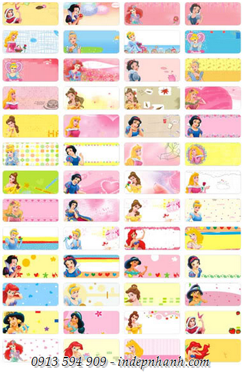 Nhãn vở sticker in nhân vật hoạt hình Nhãn vở sticker in nhân vật hoạt hình
