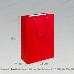A24 -  TÚI GIẤY A4 ĐỎ (33x22x9)