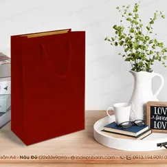A34 - TÚI GIẤY NÂU ĐỎ A4 (33x22x9)