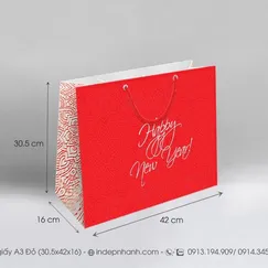 A63 -TÚI GIẤY A3 ĐỎ TẾT (30.5x42 x16)