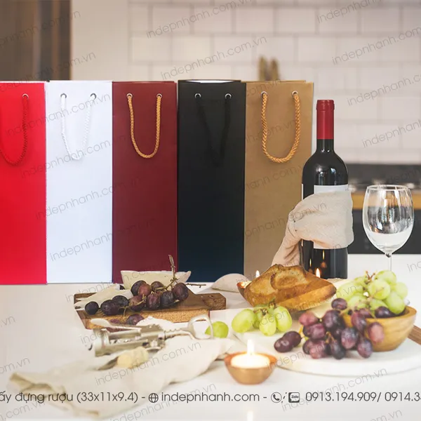 TÚI GIẤY KRAFT ĐỰNG RƯỢU GIÁ RẺ